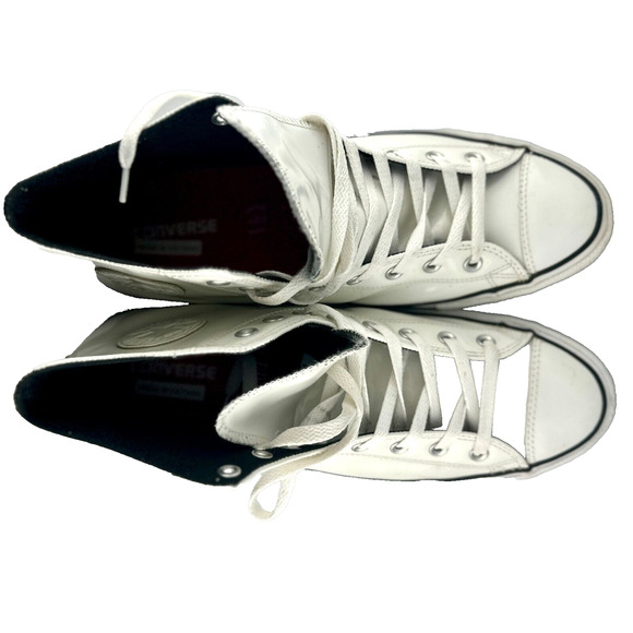 Converse Chuck Taylor Unisex White Patent Leather Sneakers Men 13 Women’s 15 - Picture 5 of 14